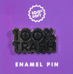 100% Soft - 100% Trash Black & Gold Enamel Pin