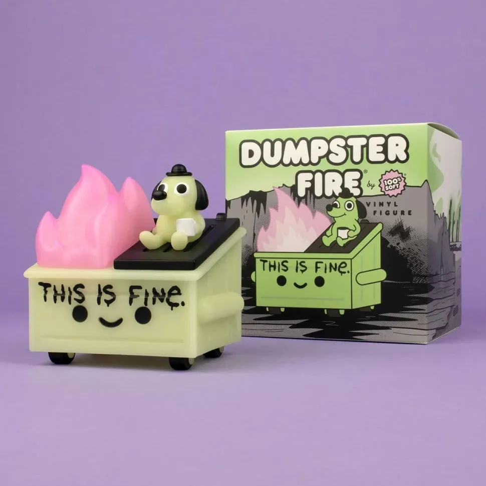 100% Soft - Lil' Dumpster Fire x This Is Fine Glow-in-the-Dark Vinyl Figure