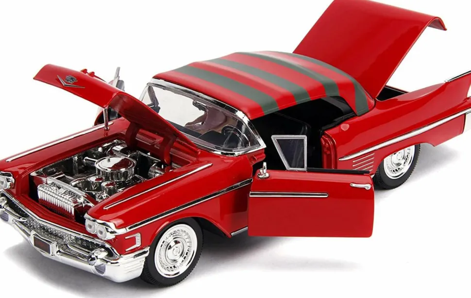 A Nightmare on Elm Street - Freddy Kreuger with 1958 Cadillac s62 1/24th Scale Hollywood Rides Die-Cast Vehicle Replica