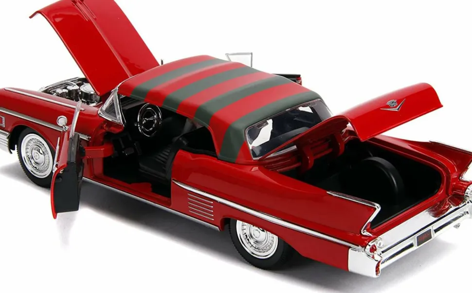 A Nightmare on Elm Street - Freddy Kreuger with 1958 Cadillac s62 1/24th Scale Hollywood Rides Die-Cast Vehicle Replica