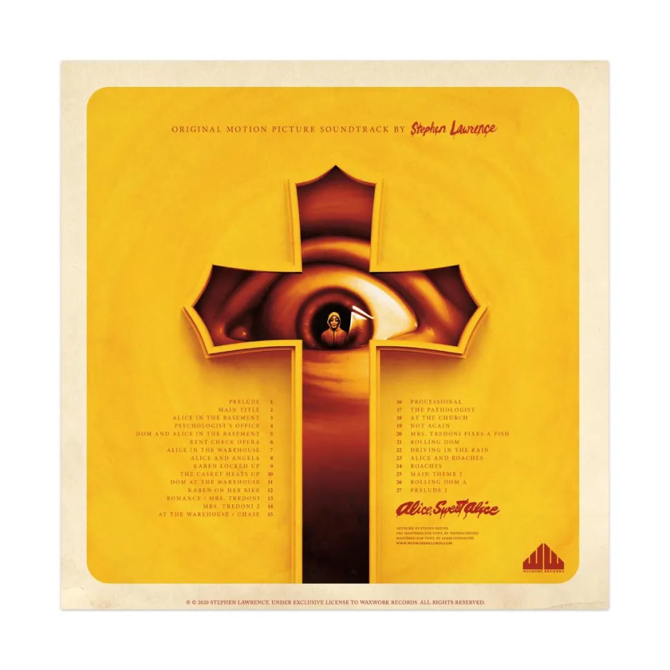 Alice, Sweet Alice - Original Motion Picture Soundtrack by Stephen Lawrence LP Vinyl Record (“Yellow Rain Coat with Blood Red Splatter” Coloured Vinyl)