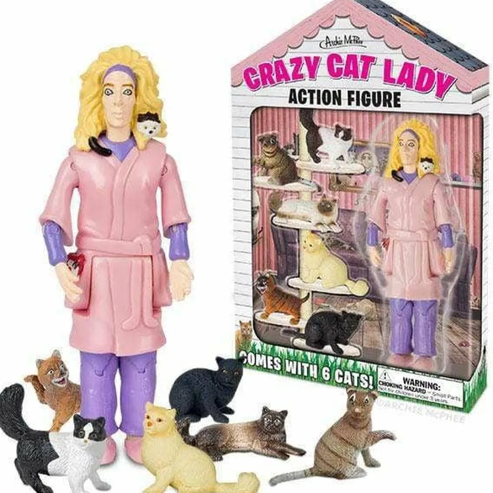 Archie McPhee - Crazy Cat Lady with Cats 5” Action Figure