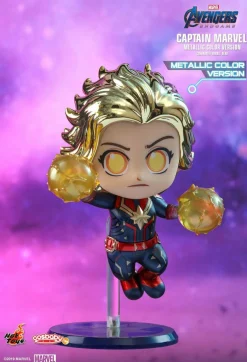Avengers 4: Endgame - Captain Marvel Metallic Cosbaby 3.75” Hot Toys Bobble-Head Figure