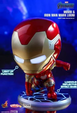 Avengers 4: Endgame - Iron Man Chrome Mask Light-Up & Movbi Cosbaby 3.75” Hot Toys Bobble-Head Figure 2-Pack **Non-Mint Packaging**