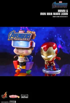 Avengers 4: Endgame - Iron Man Chrome Mask Light-Up & Movbi Cosbaby 3.75” Hot Toys Bobble-Head Figure 2-Pack **Non-Mint Packaging**