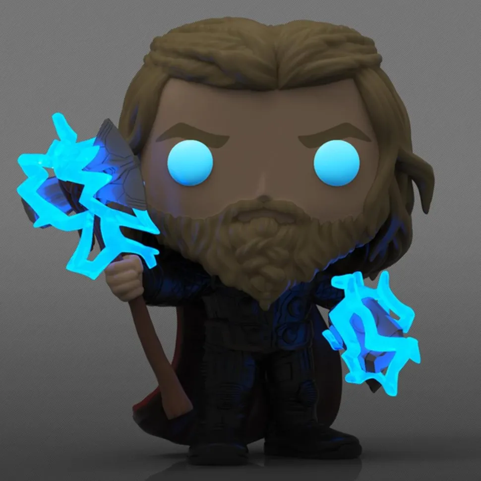 Avengers 4: Endgame - Thor with Thunder Glow in the Dark Pop! Vinyl Figure in Acrylic Pop! Protector (Chase Variant)