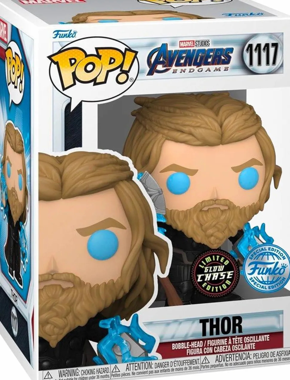 Avengers 4: Endgame - Thor with Thunder Glow in the Dark Pop! Vinyl Figure in Acrylic Pop! Protector (Chase Variant)
