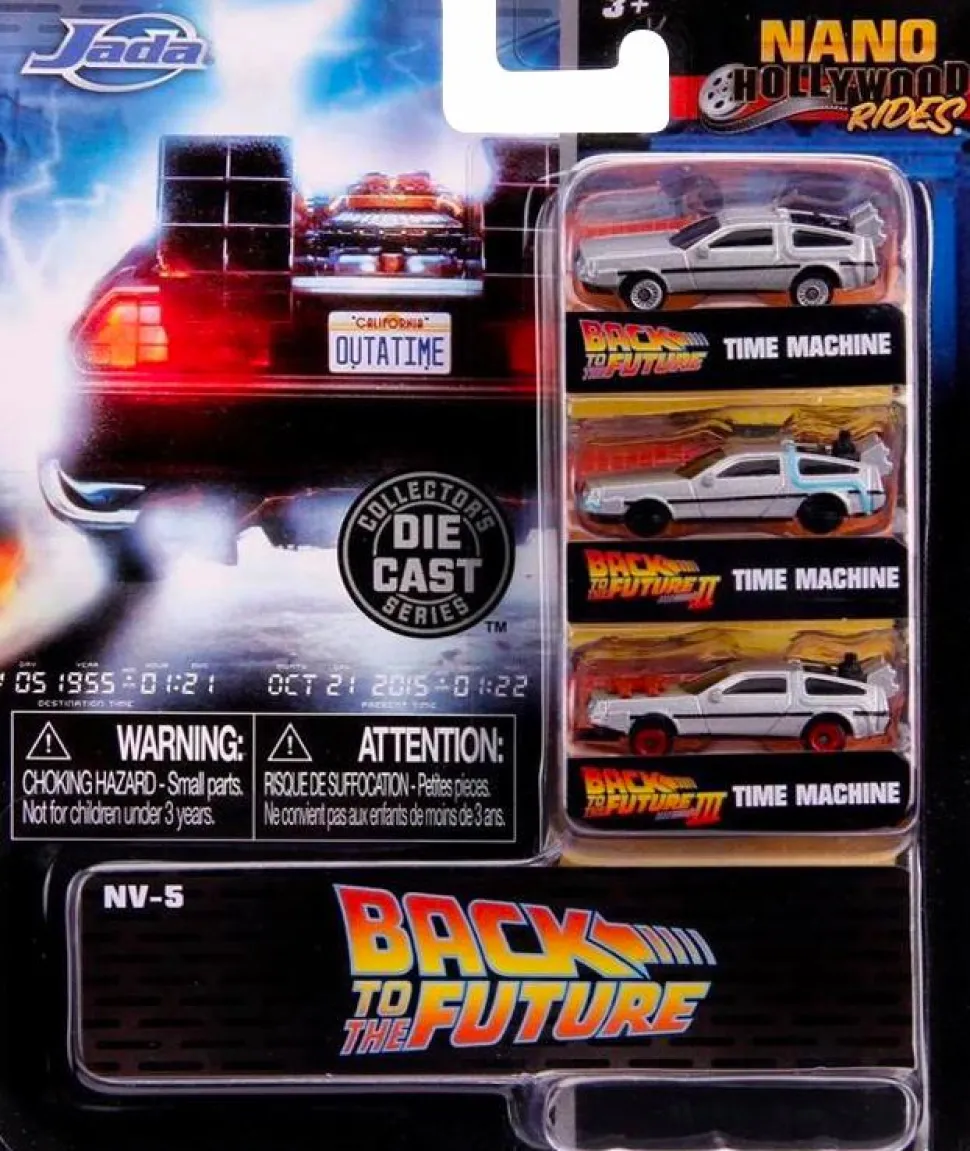 Back to the Future - DeLorean Time Machine Nano Hollywood Rides 1.5” Die-Cast Vehicle Replica 3-Pack