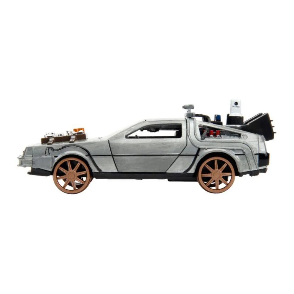 Back to the Future III - DeLorean Time Machine (Train Wheel Version) Hollywood Rides 1/32 Scale Die-Cast Vehicle Replica