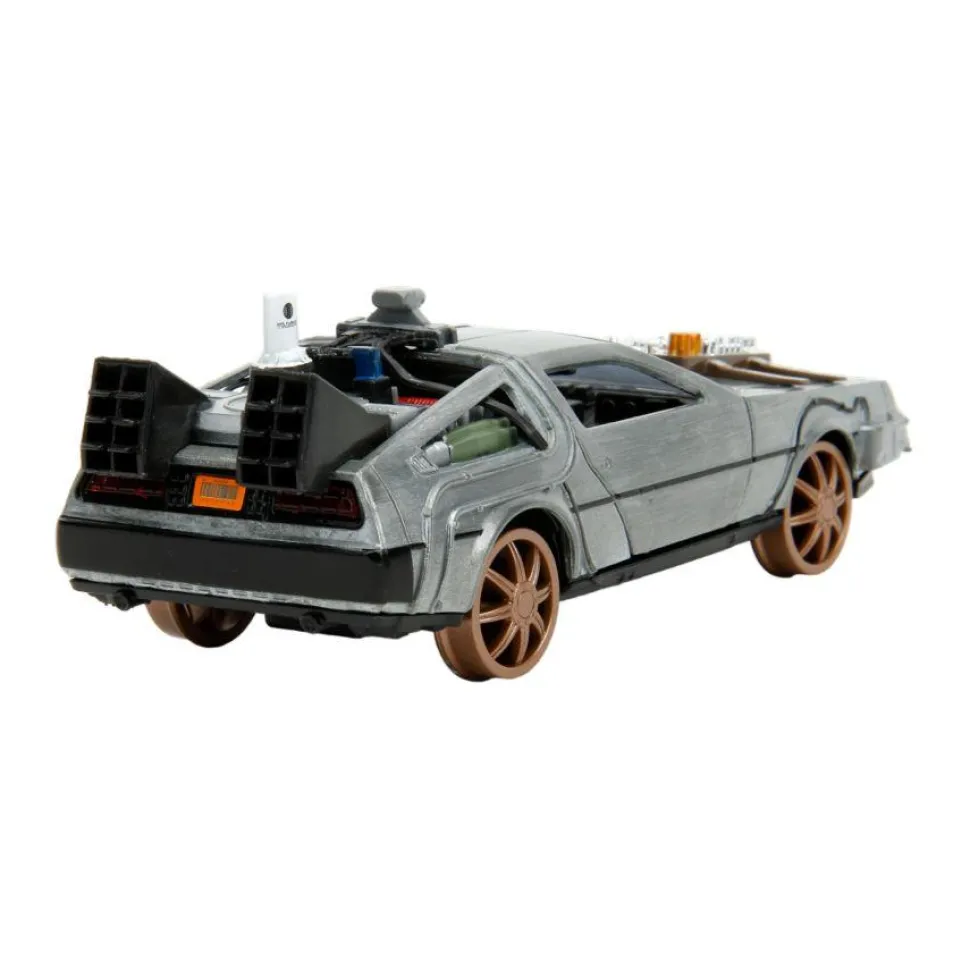Back to the Future III - DeLorean Time Machine (Train Wheel Version) Hollywood Rides 1/32 Scale Die-Cast Vehicle Replica