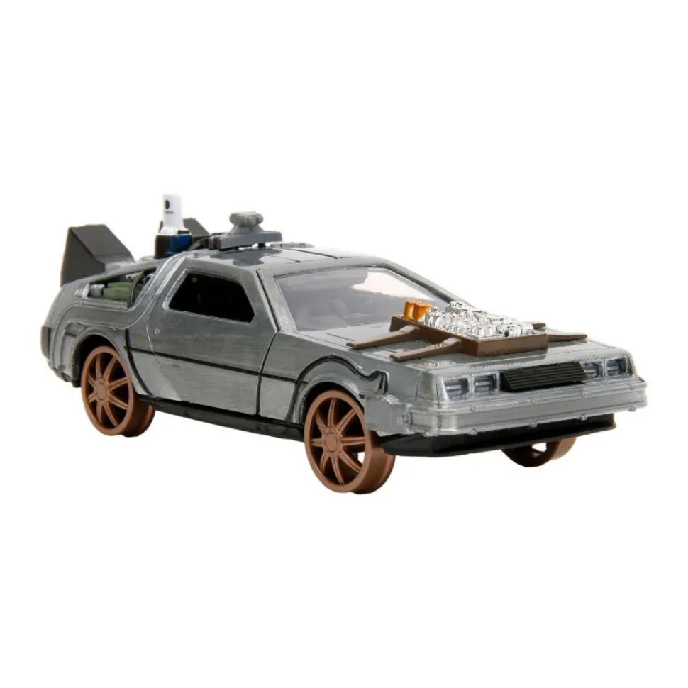 Back to the Future III - DeLorean Time Machine (Train Wheel Version) Hollywood Rides 1/32 Scale Die-Cast Vehicle Replica