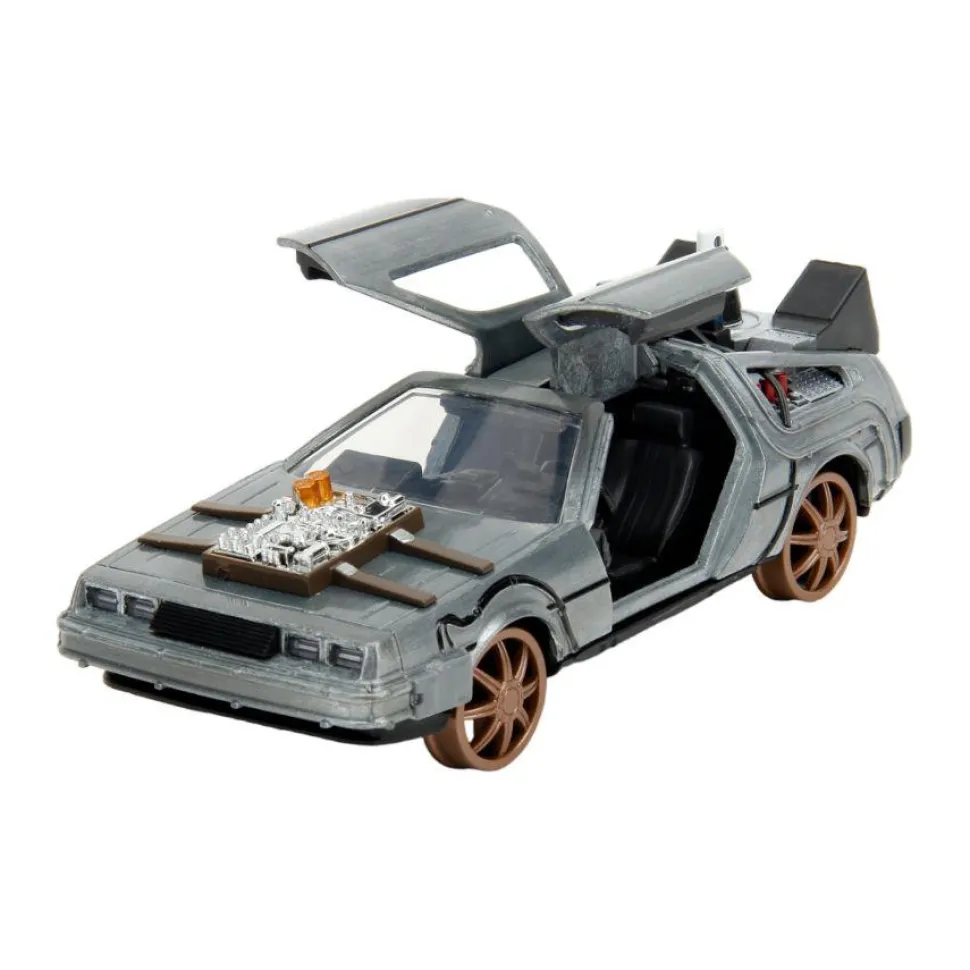 Back to the Future III - DeLorean Time Machine (Train Wheel Version) Hollywood Rides 1/32 Scale Die-Cast Vehicle Replica
