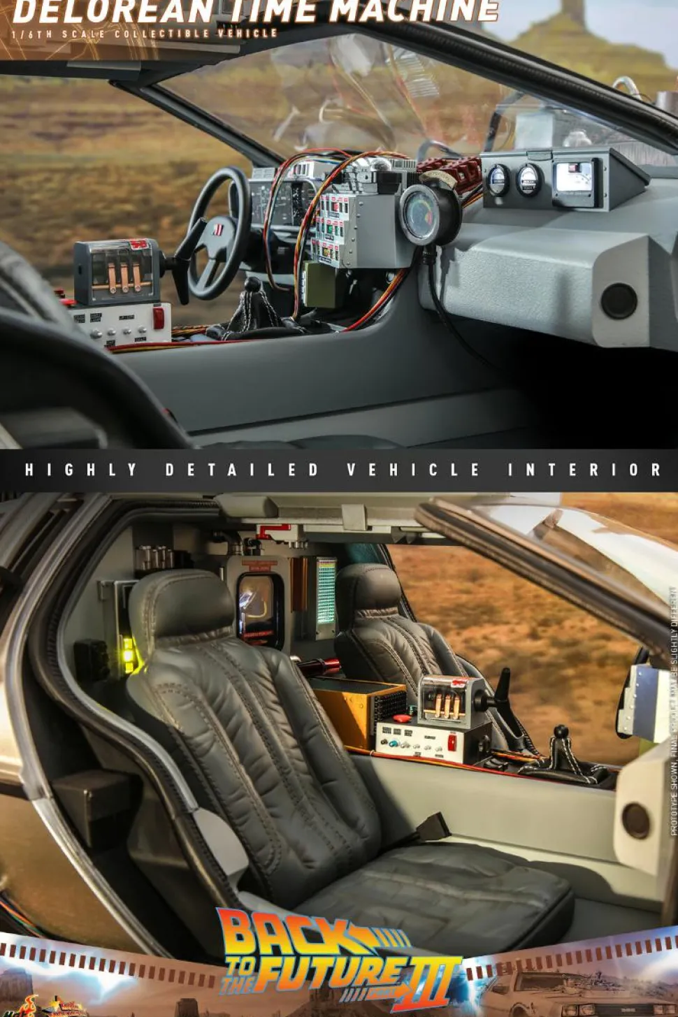 Back to the Future Part III - DeLorean Time Machine 1/6th Scale Hot Toys Action Figure Vehicle Accessory
