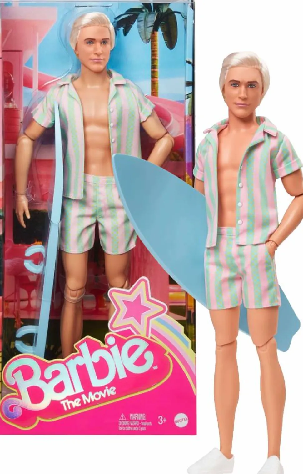 Barbie (2023) - Perfect Day Ken Wearing Pastel Striped Beach Matching Set Doll