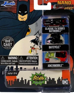 Batman (1966) - Batmobile, Batcycle & Jokermobile Nano Hollywood Rides 1.5” Die-Cast Vehicle Replica 3-Pack