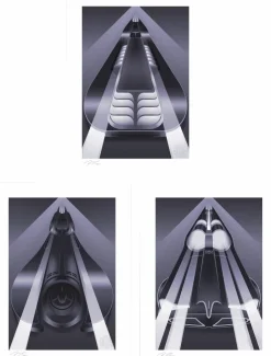 Batman - Batmobile (Set of 3) 24” x 18” Fine Art Prints by Fabled Creative