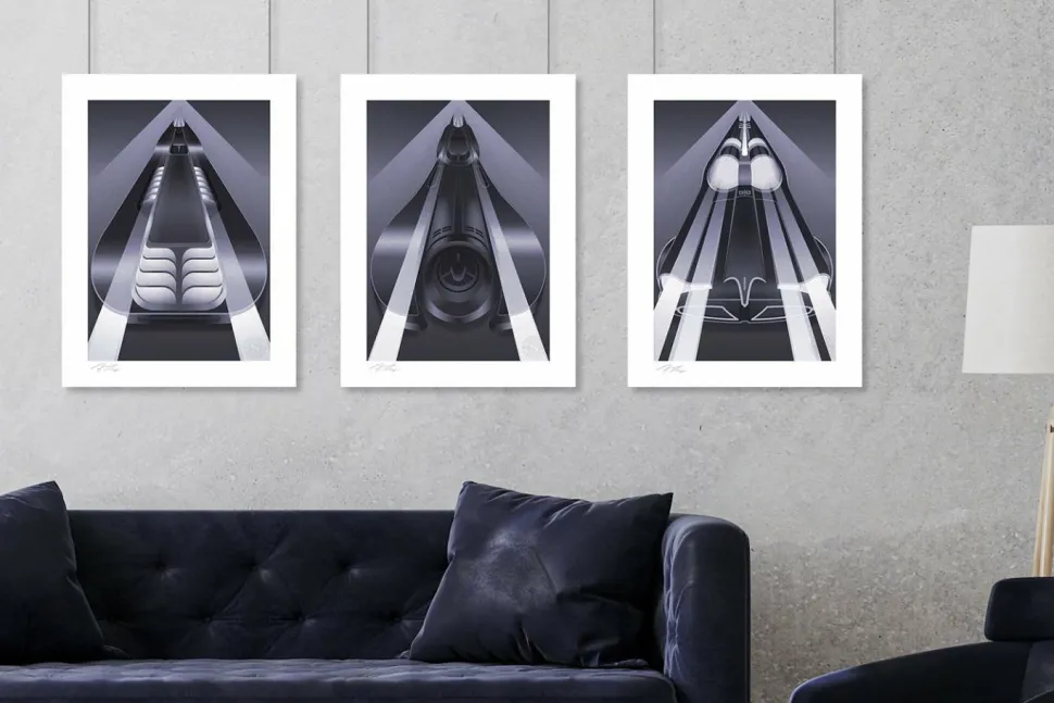 Batman - Batmobile (Set of 3) 24” x 18” Fine Art Prints by Fabled Creative