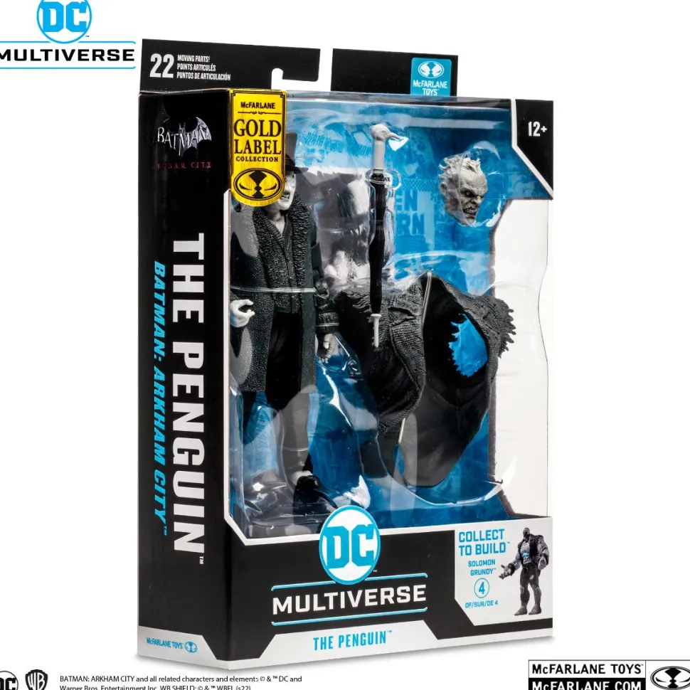 Batman: Arkham City - The Penguin (Black & White Variant) DC Multiverse Gold Label 7” Scale Action Figure (Solomon Grundy Build-A-Figure)