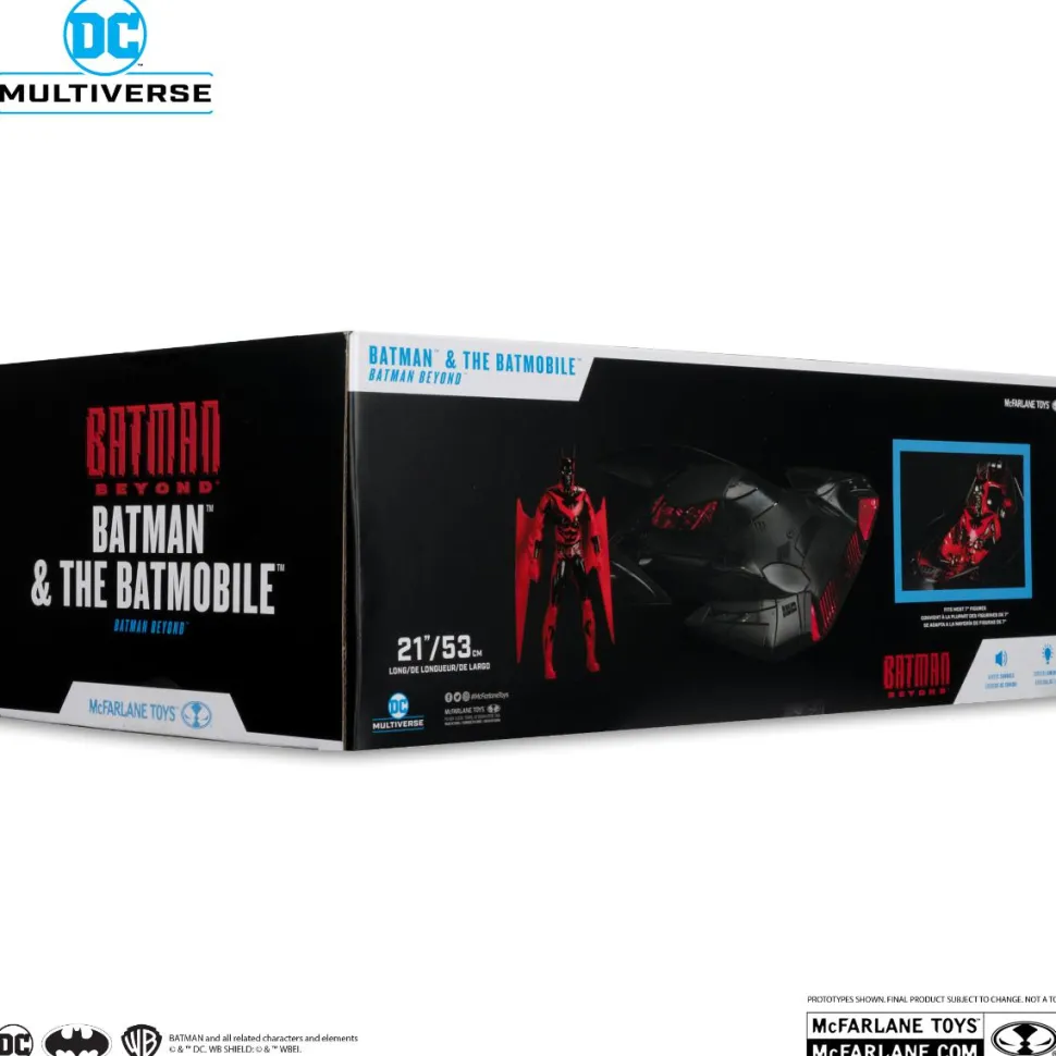 Batman Beyond - Batman & The Batmobile DC Multiverse Gold Label 7" Scale Action Figure Vehicle with Lights & Sound