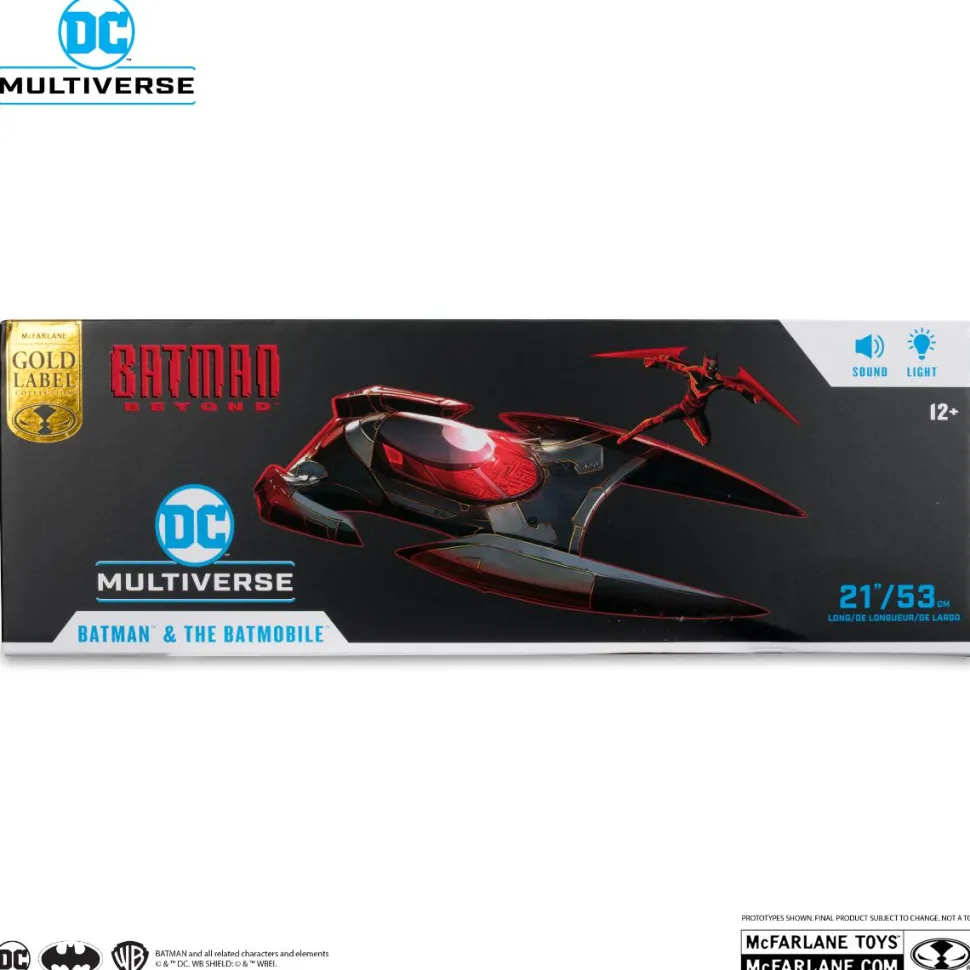 Batman Beyond - Batman & The Batmobile DC Multiverse Gold Label 7" Scale Action Figure Vehicle with Lights & Sound