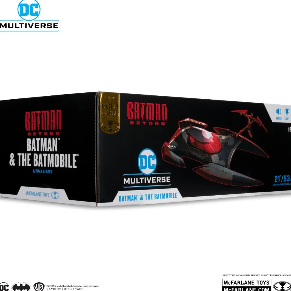 Batman Beyond - Batman & The Batmobile DC Multiverse Gold Label 7" Scale Action Figure Vehicle with Lights & Sound