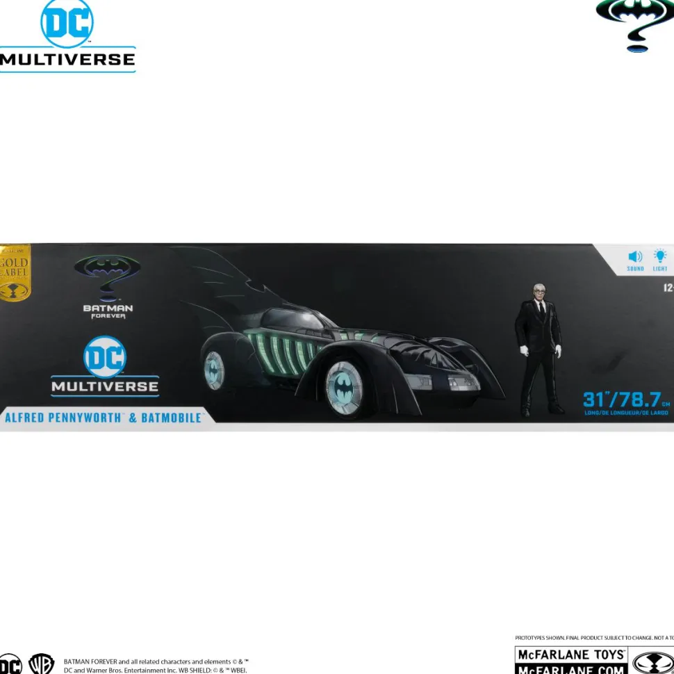 Batman Forever (1995) - Alfred Pennyworth & Batmobile DC Multiverse Gold Label 7" Scale Action Figure Vehicle 2-Pack
