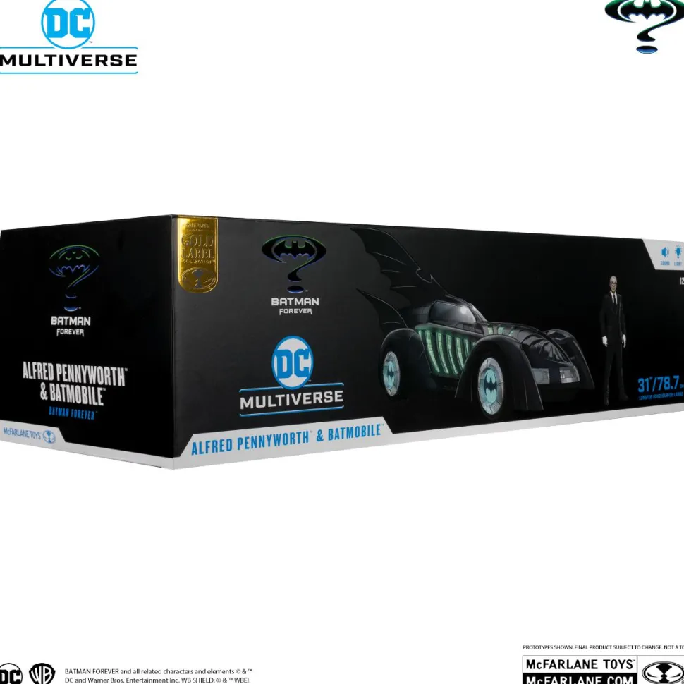Batman Forever (1995) - Alfred Pennyworth & Batmobile DC Multiverse Gold Label 7" Scale Action Figure Vehicle 2-Pack