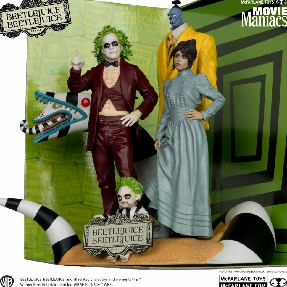 Beetlejuice Beetlejuice (2024) - Beetlejuice, Astrid, Bob the Shrinker and Baby Beetlejuice 6" Scale Posed PVC Figure 4-Pack