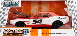 Big Time Muscle - Red/White 1973 Plymouth Barracuda 1/24th Scale Die-Cast Vehicle Replica