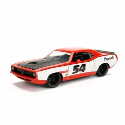 Big Time Muscle - Red/White 1973 Plymouth Barracuda 1/24th Scale Die-Cast Vehicle Replica