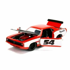 Big Time Muscle - Red/White 1973 Plymouth Barracuda 1/24th Scale Die-Cast Vehicle Replica