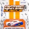 Big Time Muscle - White & Blue 2008 Dodge Challenger SRT8 1/64th Scale Die-Cast Vehicle Replica (Wave 22)