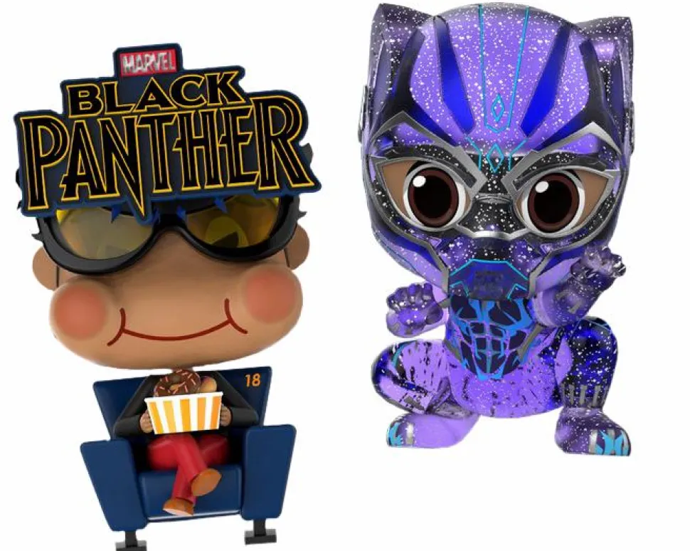 Black Panther (2018) - Black Panther & Movbi Cosbaby Hot Toys Bobble-Head Figure 2-Pack