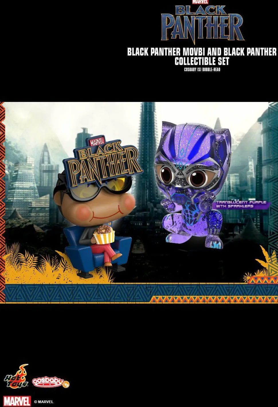 Black Panther (2018) - Black Panther & Movbi Cosbaby Hot Toys Bobble-Head Figure 2-Pack
