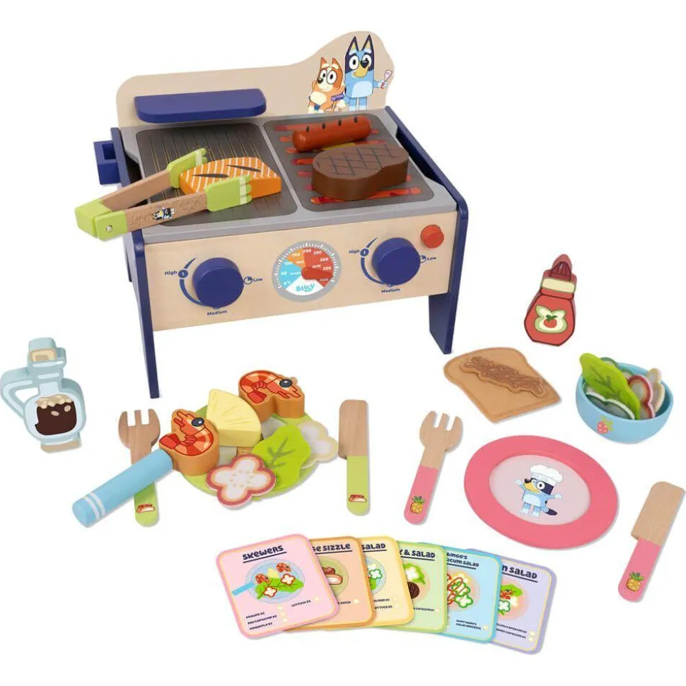 Bluey - Wooden BBQ and Salad Set Playset