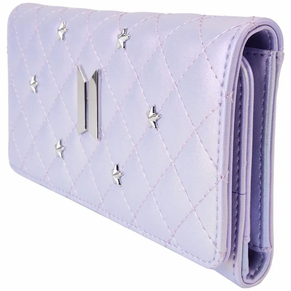 BTS - Pop! Logo Iridescent Purple 4" Faux Leather Flap Wristlet Wallet