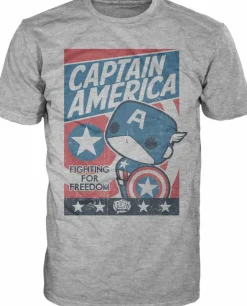 Captain America - Fight for Freedom Pop! Tees Mens Grey T-Shirt