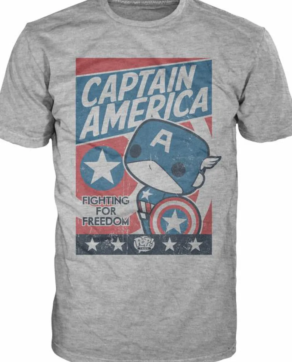 Captain America - Fight for Freedom Pop! Tees Mens Grey T-Shirt