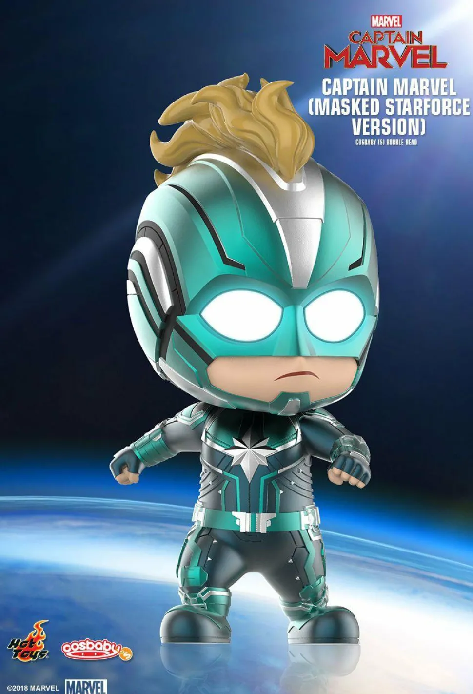Captain Marvel (2019) - Captain Marvel Masked Starforce Cosbaby Hot Toys Bobble-Head Figure