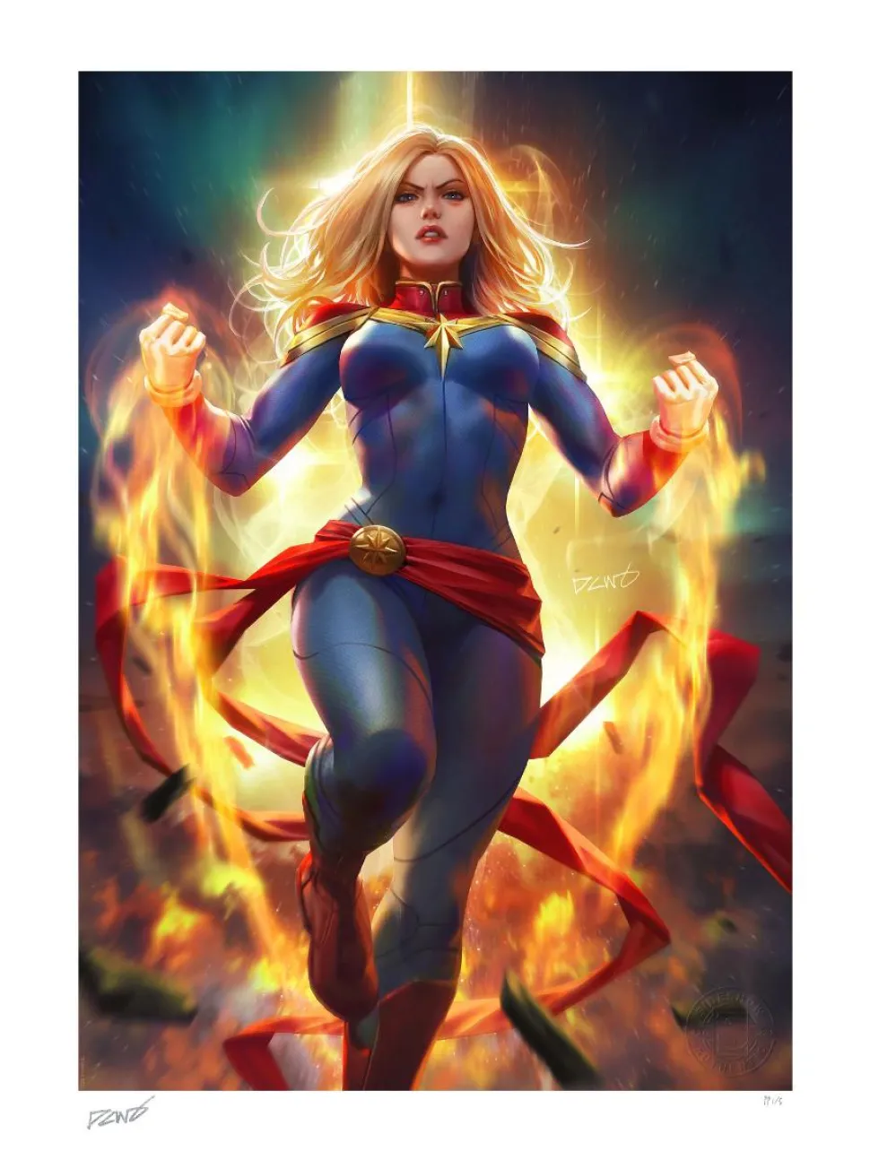 Captain Marvel - Captain Marvel Fine Art Print by Derrick Chew