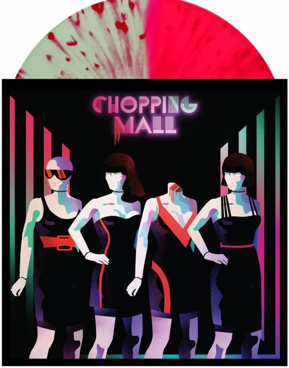 Chopping Mall - Original Motion Picture Soundtrack by Chuck Cirino LP Vinyl Record (Neon Pink & Coke Bottle Green Split Colour Vinyl with Blood Red Splatter)