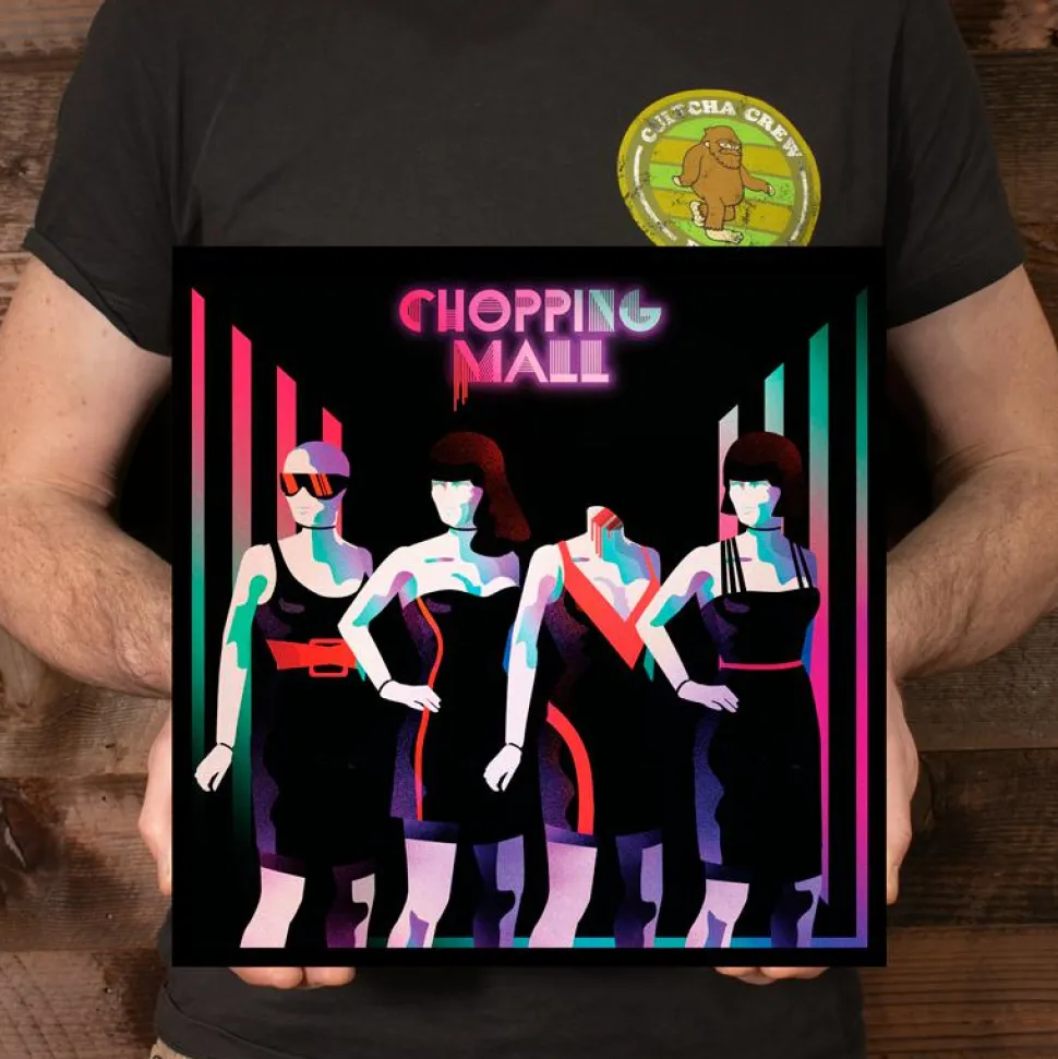 Chopping Mall - Original Motion Picture Soundtrack by Chuck Cirino LP Vinyl Record (Neon Pink & Coke Bottle Green Split Colour Vinyl with Blood Red Splatter)