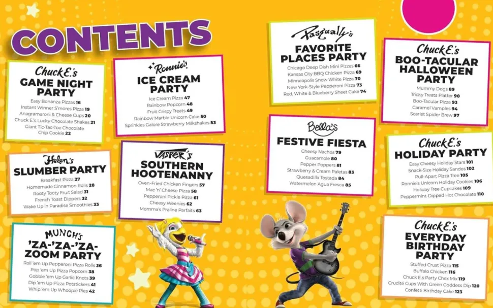 Chuck E. Cheese and Friends - Party Cookbook Hardcover Book