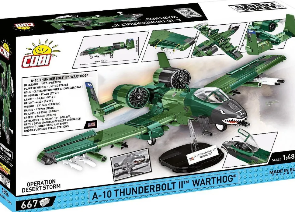 Cobi: Armed Forces - A-10 Thunderbolt II Warthog Attack Aircraft 1/48th Scale Building Block Construction Set (667 Pieces)