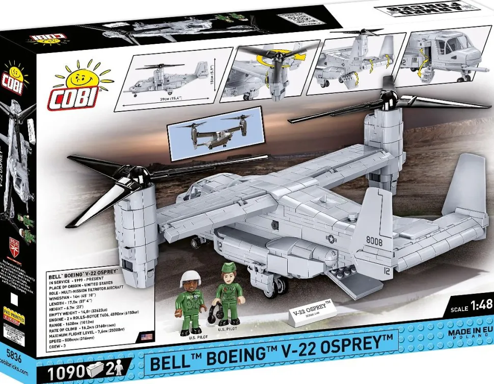 Cobi: Armed Forces - Bell Boeing V-22 Osprey Helicopter 1/48th Scale Building Block Construction Set (1090 Pieces)