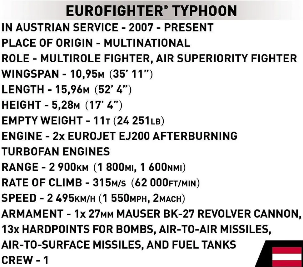 Cobi: Armed Forces - Eurofighter Typhoon Fighter Jet 1/48th Scale Building Block Construction Set (578 Pieces)