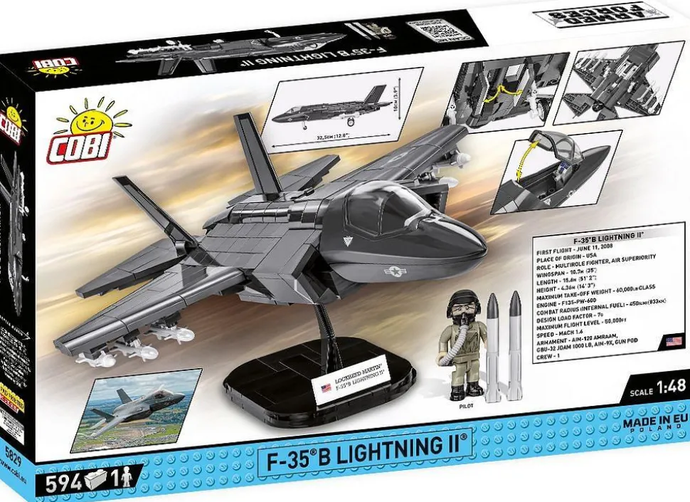 Cobi: Armed Forces - F-35B Lightning II (USAF) 1/48th Scale Building Block Construction Set (594 Pieces)