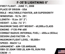 Cobi: Armed Forces - F-35B Lightning II Fighter Jet 1/48th Scale Building Block Construction Set (594 Pieces)