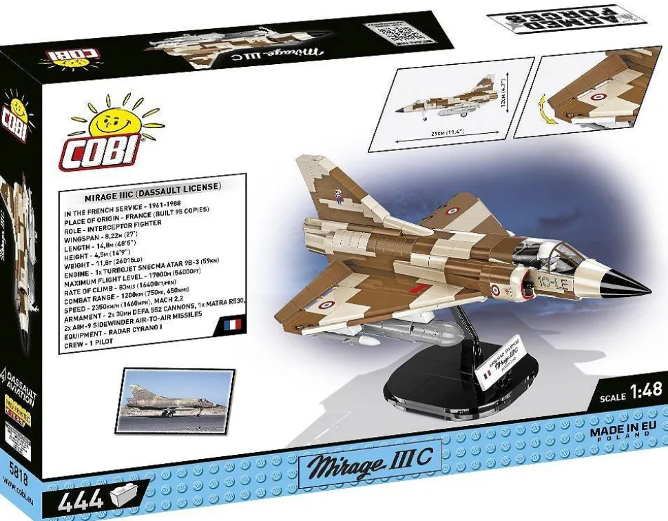 Cobi: Armed Forces - Mirage IIIC (Dassault License) Fighter Jet 1/48th Scale Building Block Construction Set (444 Pieces)