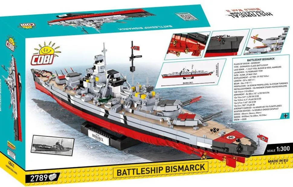 Cobi: World War II - Battleship Bismarck Historical Collection 1/300th Scale Building Block Construction Set (2789 Pieces)